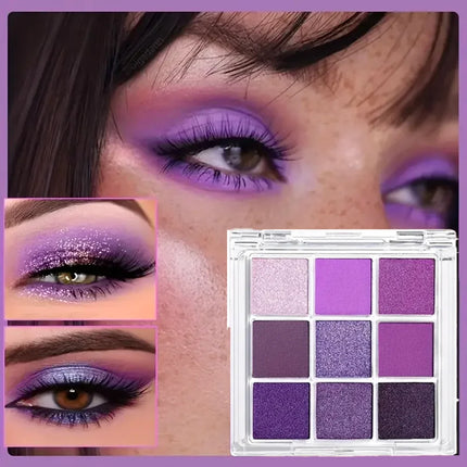 9-Color Purple Eyeshadow Palette – Matte & Shimmer, Waterproof Long-Lasting, Smoky & Natural Looks, Unisex