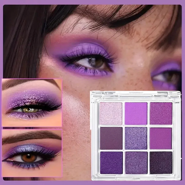 9-Color Purple Eyeshadow Palette – Matte & Shimmer, Waterproof Long-Lasting, Smoky & Natural Looks, Unisex