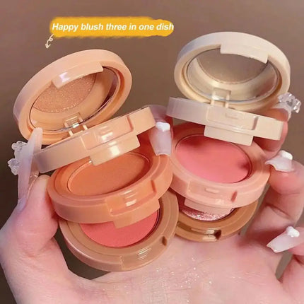 Highlight Powder Matte Blusher Eye Shadow 3 In 1 Face Makeup Natural Palette Multi-color Delicate Shiny Beauty Makeup Cosmetics