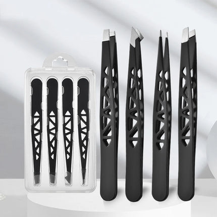 Tweezers Set 3-4pcs Premium Stainless Steel Eyebrow Precision Sharp Tip Tweezers for Body Ingrown and Facial Hair Removal