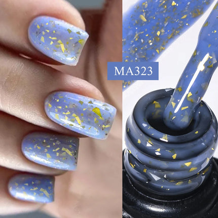 MEET ACROSS 7ml Jelly Nude Shimmer Rubber Base Gel Glitter Pink Purple UV/LED Nail Art Vernis Gel Polish for Manicure Nails DIY