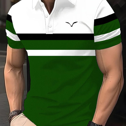 Men's summer casual short-sleeved sports polo shirt, men's shirt button polo shirt, logo lapel printed polo shirt, fashionable,