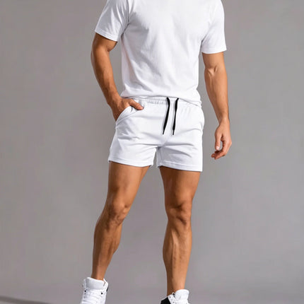 Men's White Summer Sports Shorts, Simple & Stylish. Trendy 3-Point, Casual 4-Point Shorts, Mid-Length for Fitness & Vacation