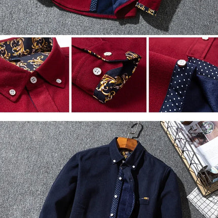 Winter Corduroy Warmshirt Men's Fleece-Lined Thickened Integrated Velvet Business Casual Versatile Shirt For Dad