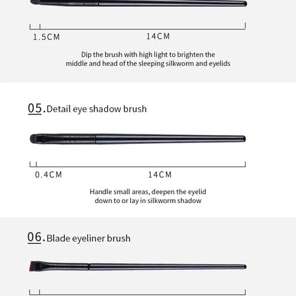 Natural Eye Makeup Brushes Set Eyeshadow Brush Eyebrow Contour Eyeliner Brush Women Eyes Cosmetic Blending Detail Make Up Tools