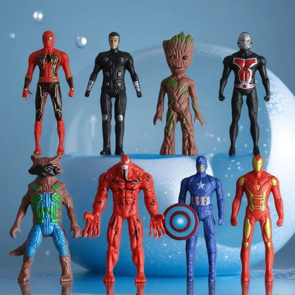 8pcs/set Marvel Avengers Hulk Iron Man Captain America Spider-Man Ant-Man Action Figure Model Toy Desktop Decoration Gift