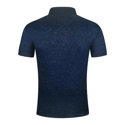 Summer Variegated Pattern Design Men's Short-sleeved White Button-up Polo Shirt Comfortable and Casual Daily Wear Polyester