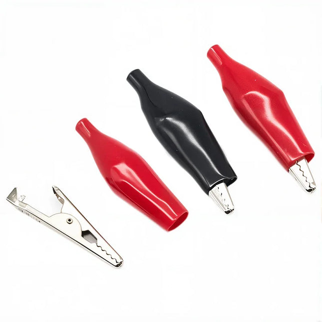 10pcs 28mm35mm45mm Alligator Clip Metal Crocodile Electrical Clamp for Testing Probe Meter Black/Red with Plastic Boot