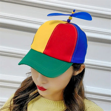 Bamboo Dragonfly Rainbow Sun Cap Funny Adventure Dad Hat Snapback Hat Helicopter Propeller Design for  Boys Girls Adult