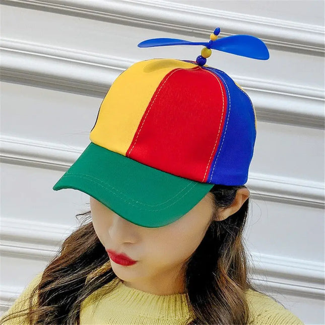 Bamboo Dragonfly Rainbow Sun Cap Funny Adventure Dad Hat Snapback Hat Helicopter Propeller Design for  Boys Girls Adult