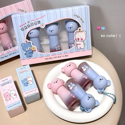 Gege bear Cute Cat Lip Gloss - Moisturizing Smooth and Long-lasting Lip Glaze - 4 Shades Easy to Apply Holiday Gifts