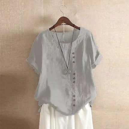 Women Clothing Cotton Linen Streetwear Summer Y2k Tops Vintage Fashion Tshirt Casual Shirts for Women Clothes Elegant Tees