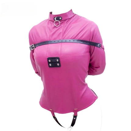 Luxury BDSM Long Sleeve Open Crotch Straitjacket with Full Face Bondage Hood Harness Adult Costume for Fetish Party Sex Toys