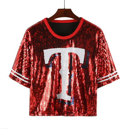 2025 New Cowboy Baseball Football Game Female Tops Sequin Women Jersey Dress