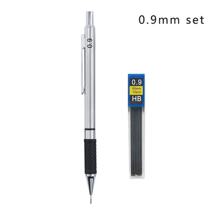 Metal Mechanical Pencil Set with Pencil Grip, Leads Art Drawing Student Office Supplies 0.5/0.7/0.9/2.0mm Automatic Pencil