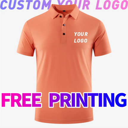POLO shirt Free Custom Printing Logo Image Outdoor Training Fitness Gym Jogging Running Sweatshirt Quick drying T-shirt Elastic