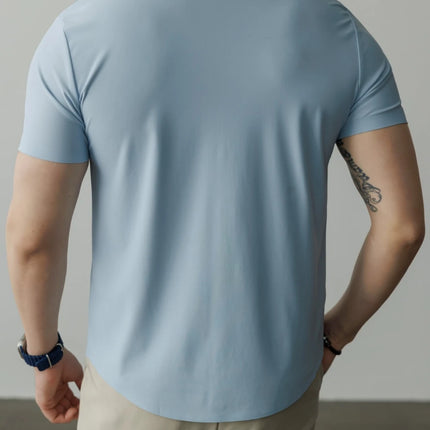 Men's 4-Way Performance Stretch Short Sleeve Shirt Slim Fit Quick Dry Cooling Athletic Polo Casual Button Down Business Top