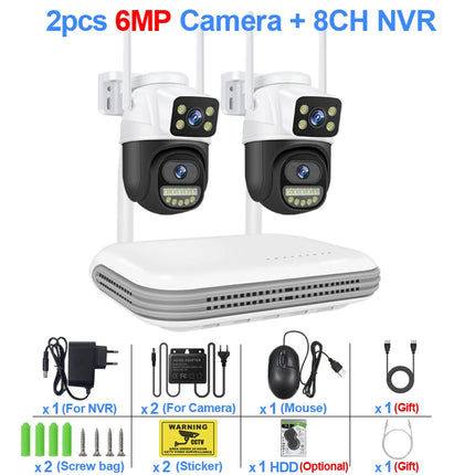 Smar WiFi Security Camera System 6MP Dual Lens Wireless IP Camera Kit With Two-Way Audio 8CH NVR