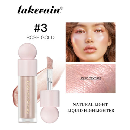 Lakerain Face Liquid Highlighter Waterproof Sweat-proof Long-lasting Golden Bronze Body Highlighter Fit&Smooth Brightening Fluid