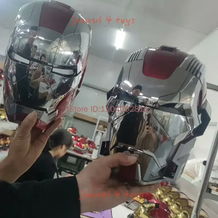 Silver Red MK5 pro Max Helmet Collectible Ornament - Voice Remote Control Automatic Functions Upgrade Version Ideal Gift
