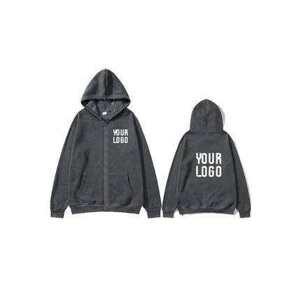 Solid color zipper hoodie | Customizable text pattern jacket | unisex, team customization
