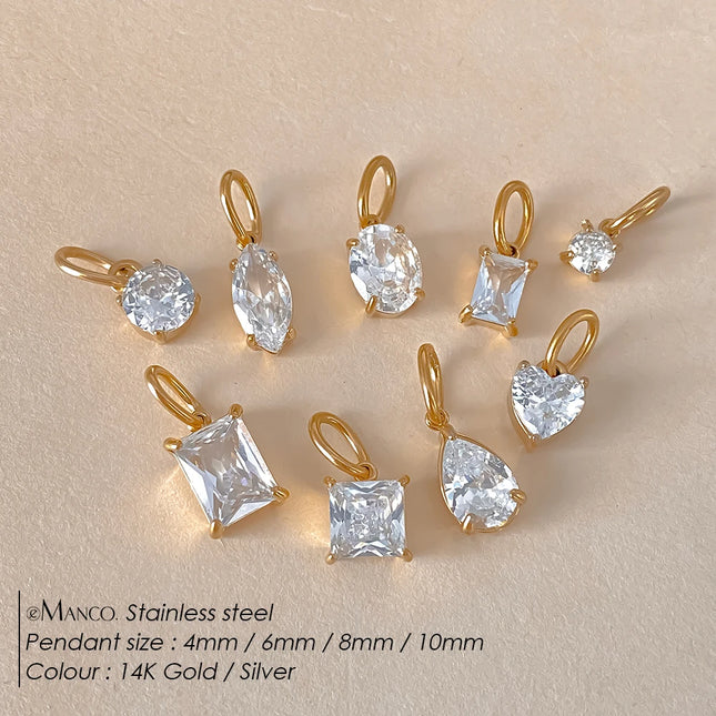 eManco Stainless Steel Geometry Pendants Charms Zircon For DIY Jewelry Necklace Making Bracelet Findings Crafts Earrings
