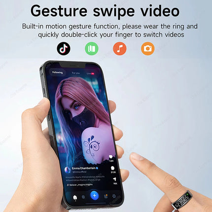 For Xiaomi Smart Ring Display Screen Touch Health Monitor Gesture Swipe Video/Brush Tiktok 5ATM Waterproof Smartring Men Women