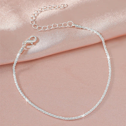 LATS Shiny Sparkling Simple Anklet for Women Gold Silver Color Elegant Jewelry Female Beach Ankle Bracelet on Foot Party Gift