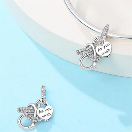 Original 925 Sterling Silver Charms Beads Cute Mushroom Unicorn Love Wings Pearl Charm for Bracelet Pendant Woman Girl Jewelry