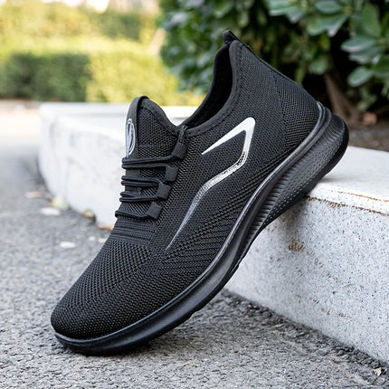 Breathable Lightweight Men's Knit Sneakers Slip Resistant Training Shoes for Running Basketball Black White Sports Shoes PU Sole