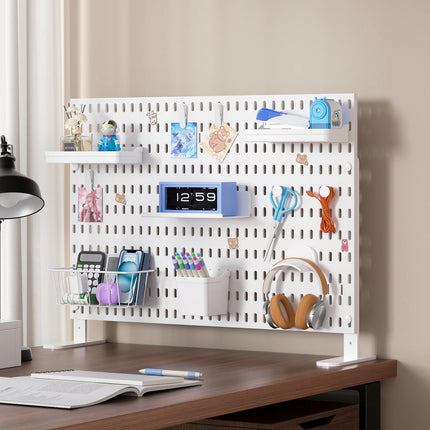Home & Office Desktop Pegboard: Height-Adjustable Standing Storage Rack for Supplies, Also for Decorative Figurine Display