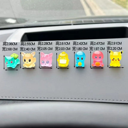 7Pcs/Set  Pikachu Anime Figures Cute Charmander Bulbasaur Luminous Toy For Children Kawaii Ornament Collection Charm Gift