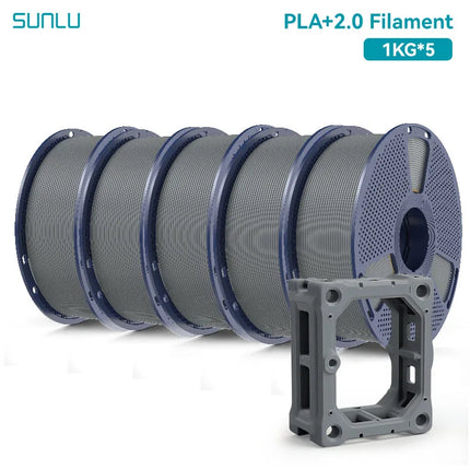 SUNLU 5KG PLA Plus 2.0 3D Printer Filament 1.75mm 1000g Spool (2.2lbs) Neatly Arranged No Knot Filament Fit Most FDM Printer