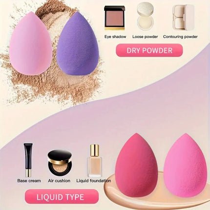 14PCS Makeup Sponge Set - 12 Ultra-Soft Beauty Blenders + 2 Storage Boxes, Latex-Free for Foundation & Powder