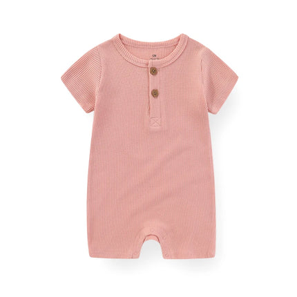 Kiddiezoom 1 PCS Fashion Four Seasons Unisex Solid Short Sleeve Baby Boy Girl Rompers 100%Cotton Soft Newborn Jumpsuit Clothes