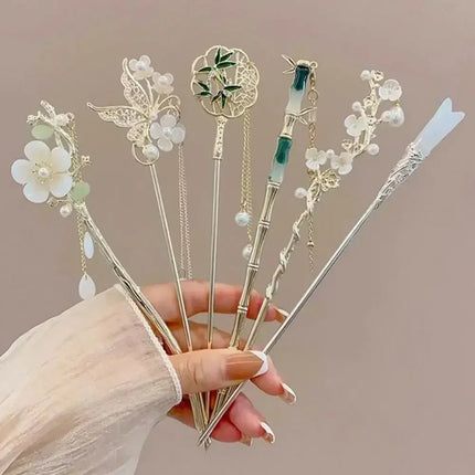 New Chinese Style Hair Stick for Women Flower Tassel Hairpin Women Ancient Style Hair Stick Ornament Hair Insert Accessories