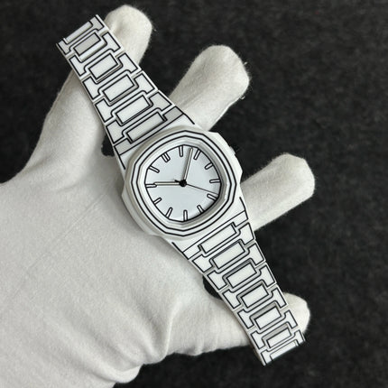 Top-quality luxurious men's sketch quartz watch with Arabic numeral display in 3D comic style