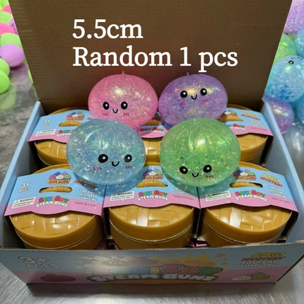 5.5cm Hot Glitter Dumpling Squishy with Box Dumplings Sensory Squeeze Toy for Stress Relief Fans Birthday Day Gifts