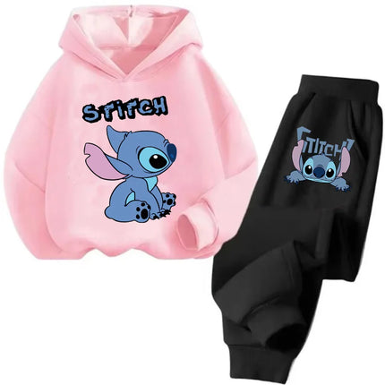 Manga Children Hoodies Stitch Kawaii Pullover Sweatshirt Anime Trucksuit Manga Cartoons Girls Boy Kids Autumn Casual Clothes