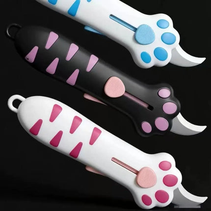 Cute Plastic Cat Paw Box Cutter Cartoon School Office Supplies Cat Box Paper Cutter Retractable Box Opener School Supplies