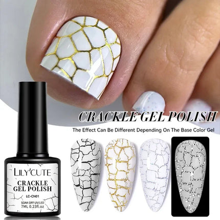 7ml Crackle Gel Nail Polish Cracking Nail Gel Quick Dry Nail Art Varnishes Hybrid Semi Permanent Soak Off Base Top Coat tool