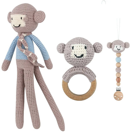 Newborn Mobile Gym Educational Ring Teething Toy Baby Cotton Baby Wooden Ring Rattle Crochet Wool Toy Customize Pacifier Chain