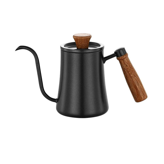 Stainless Steel Goose Neck Coffee Pot Drip Port Wooden Handle Long Narrow Drip Carafe Anti-scald Scale Hand Brewing Kettle