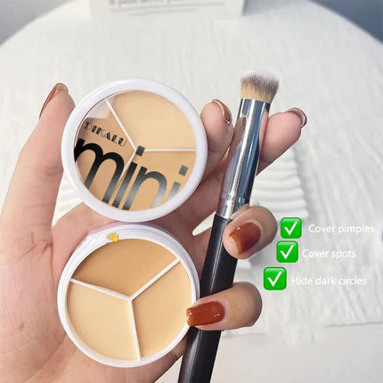 3Color Concealer Full Covers Dark Circles Acne Marks Spots Tear Furrows Concealer Cream Brighten Face Even Skin Color Foundation