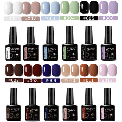 VIVIOU 12Solid Color Nail Polish Phototherapy Glue Set Professional Nail Shop Special Kit Nail Art Semi Permanent UV LED Gel Kit