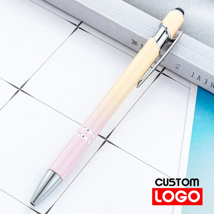 10-200Pcs Touch Screen Ballpoint Pen Gradient Color Aluminum Rod Pen Wholesale Text Name Metal Advertising Pen Engraving Logo
