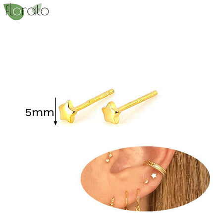 925 Silver Needle Fashion Heart Gold Color Stud Earrings for Women Exquisite Zircon Small Earrings Luxury Ear Piercing Jewelry