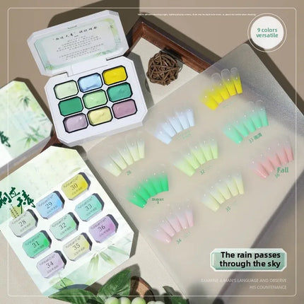 9 colors Chinese style spring is not late aurora powder shell polished fairy powder cream popular brocade powder solid nail art