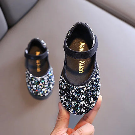 Autumn Girls Rhinestone Leather Shoes 2022 Spring Pearl Bow Princess Shoes Soft Children Baby Toddler Single Shoes G06