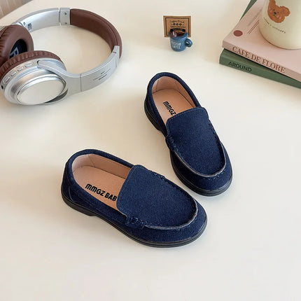 Spring Kids Loafers Suede Minimalist Trendy Unisex Boys Girls Leather Shoes Versatile Slip-resistant Solid Color Children Shoe